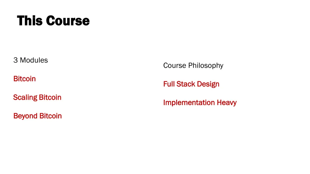 this course this course