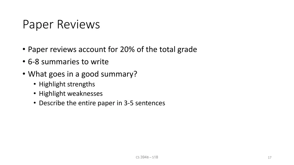 paper reviews