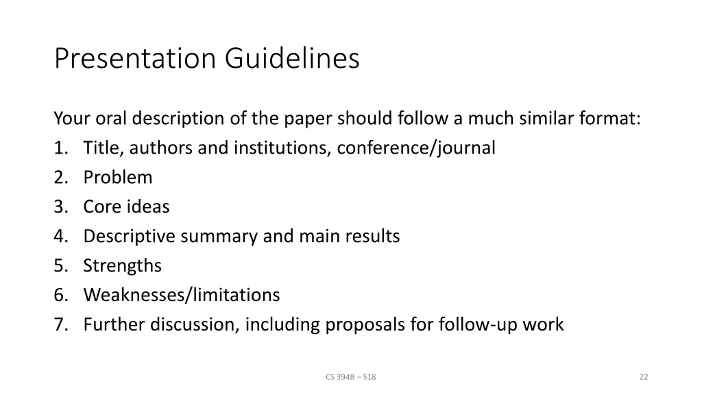 presentation guidelines