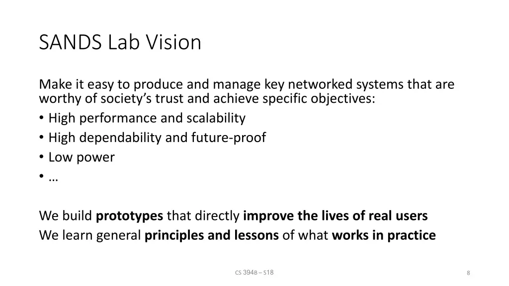 sands lab vision