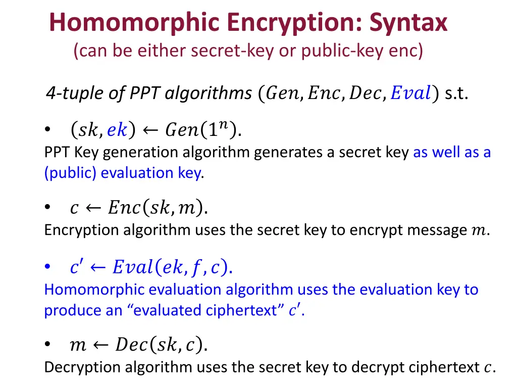 homomorphic encryption syntax can be either