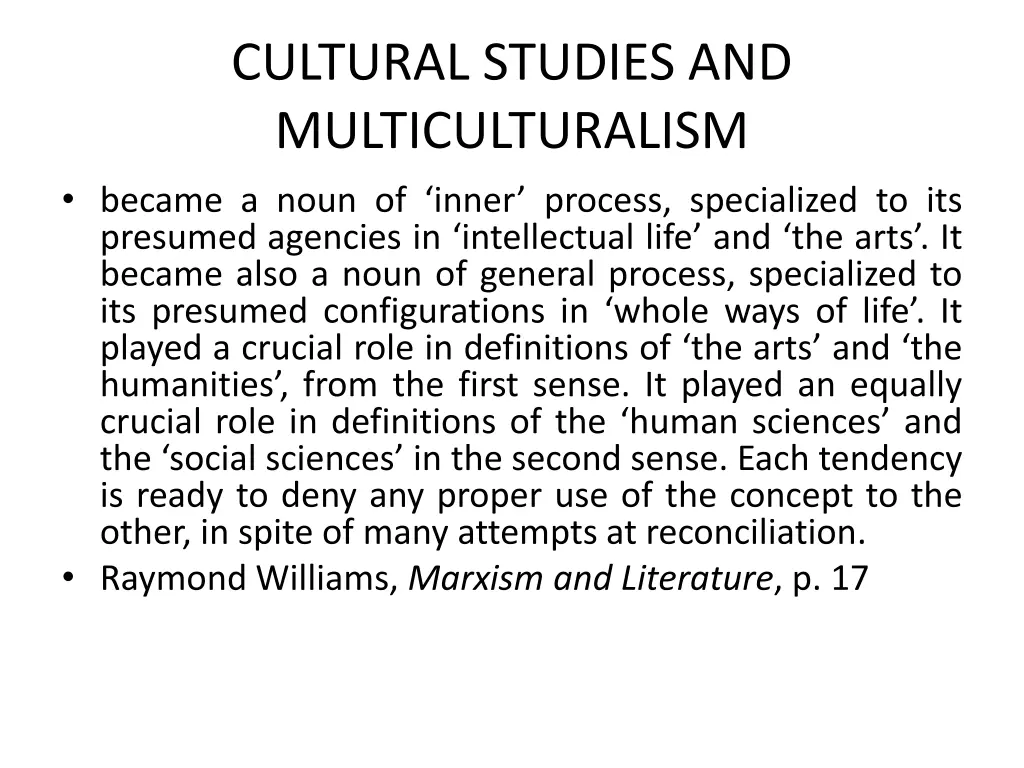 cultural studies and multiculturalism became