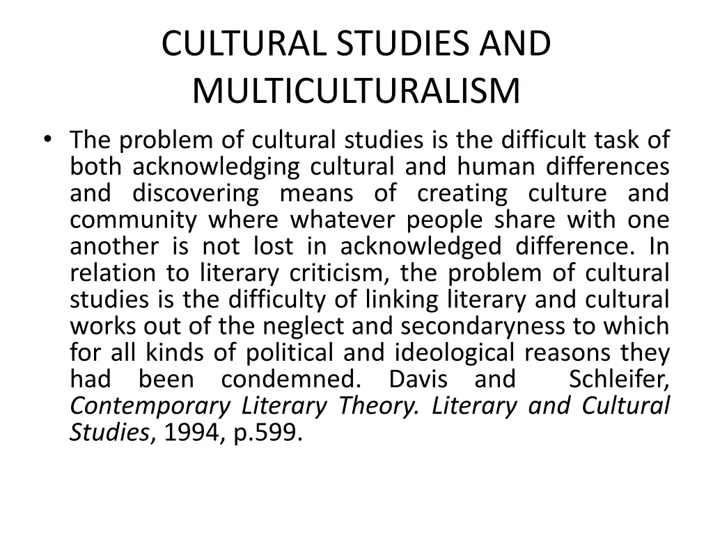 cultural studies and multiculturalism the problem