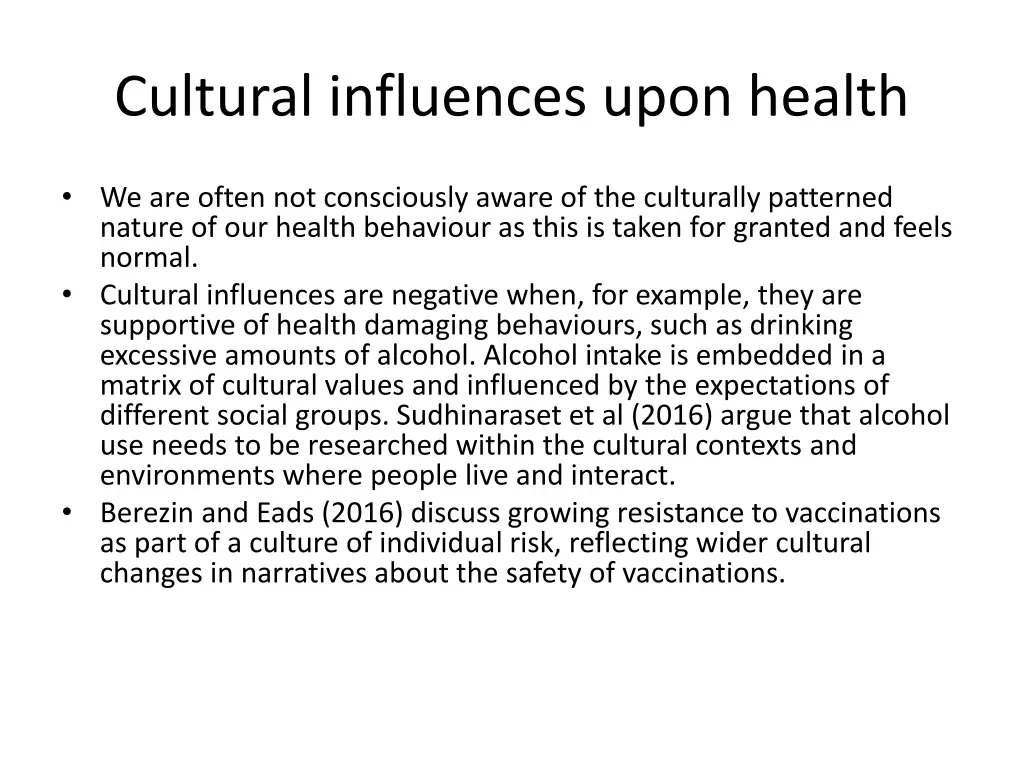 cultural influences upon health