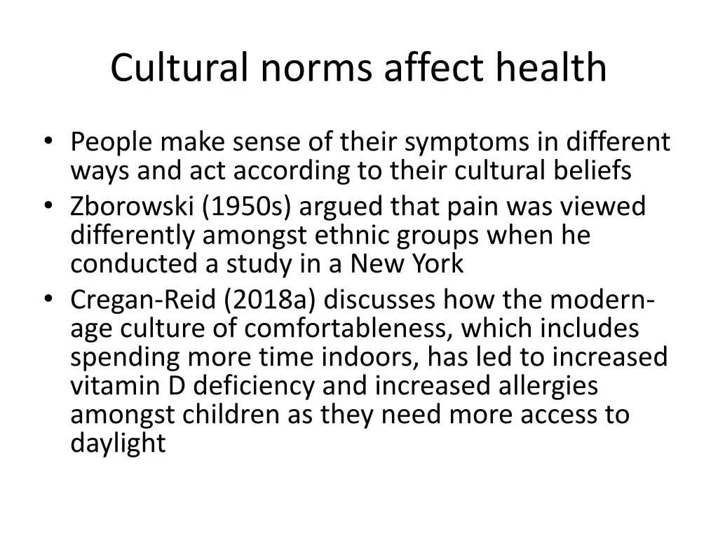 cultural norms affect health