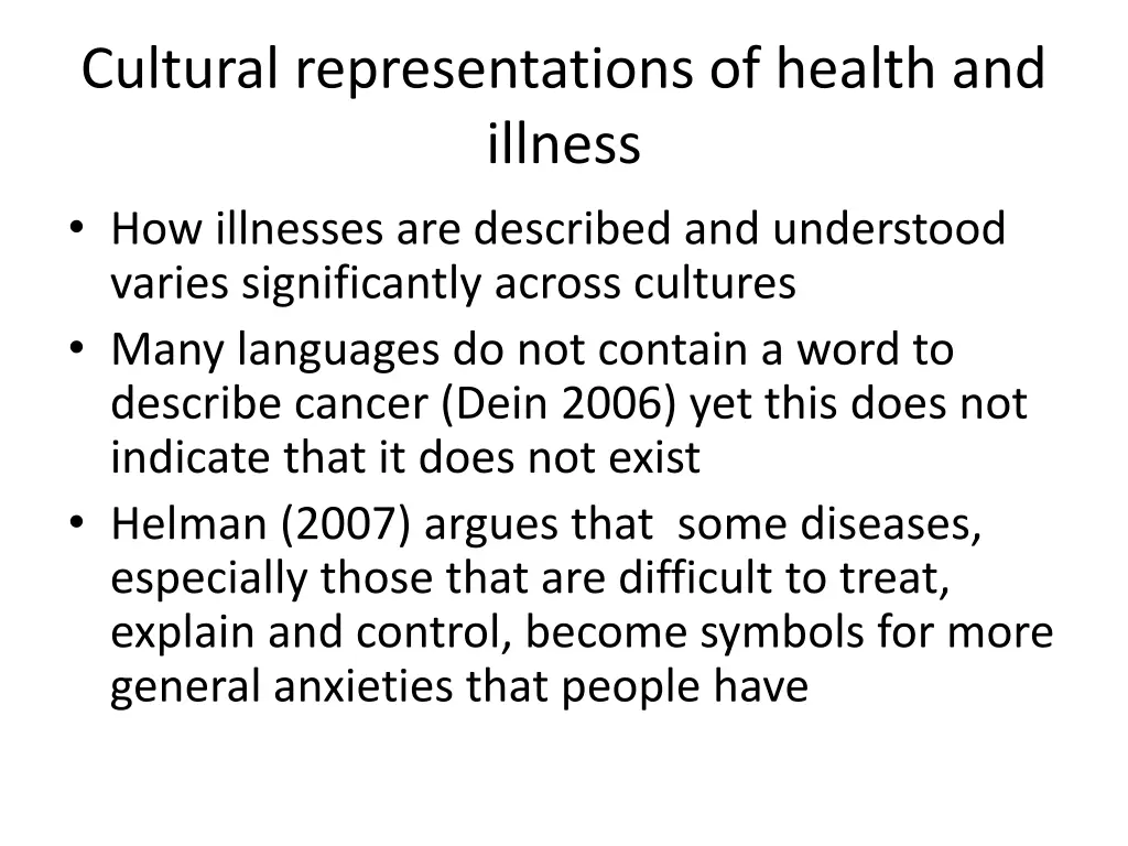 cultural representations of health and illness