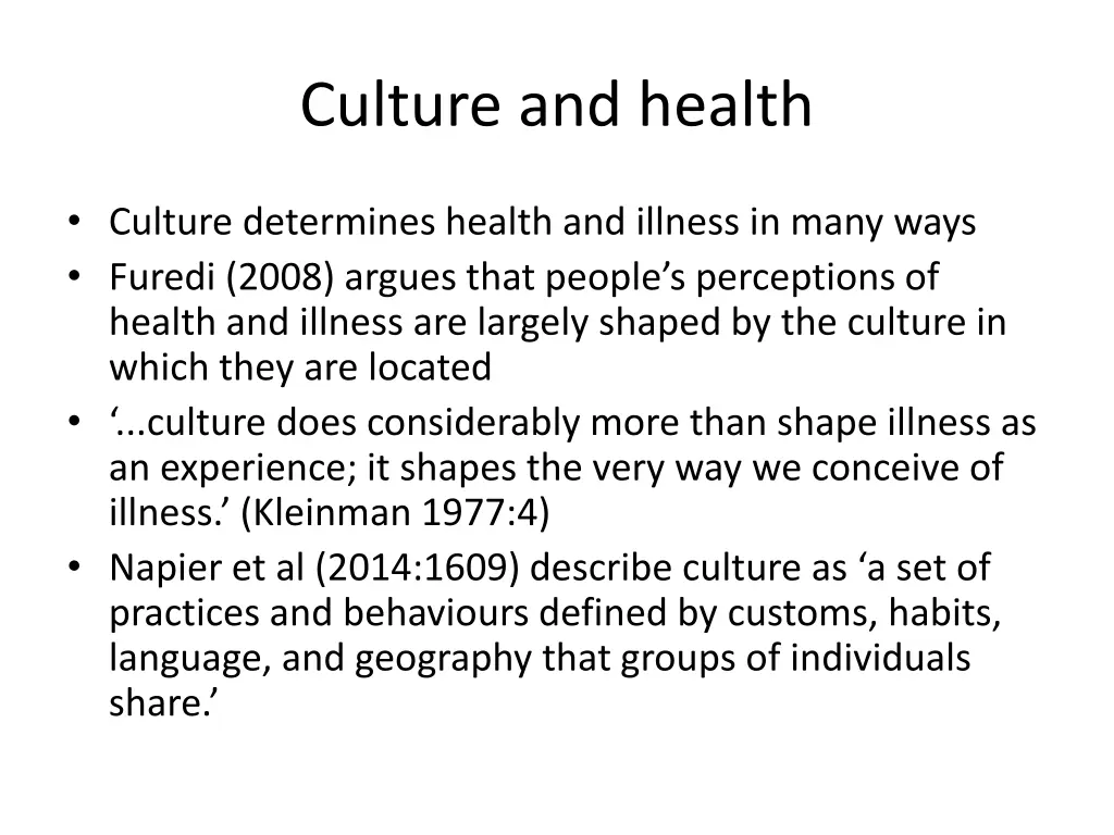 culture and health 1