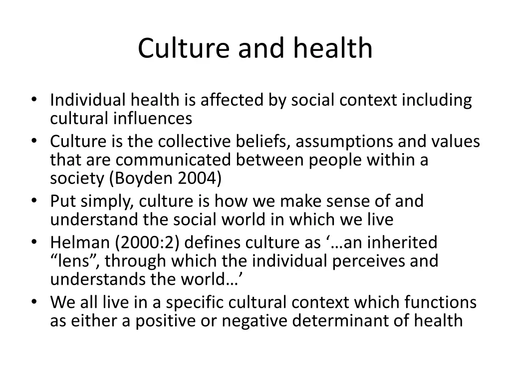 culture and health