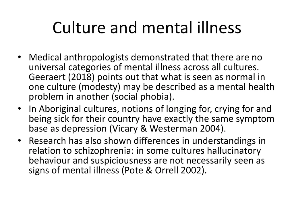 culture and mental illness