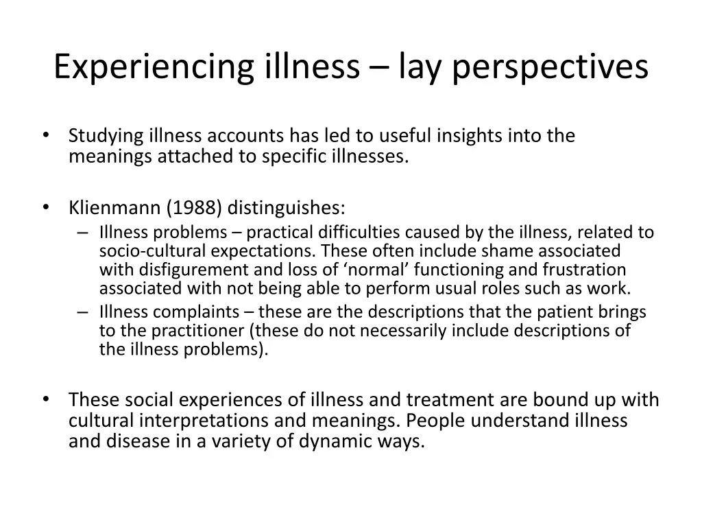 experiencing illness lay perspectives