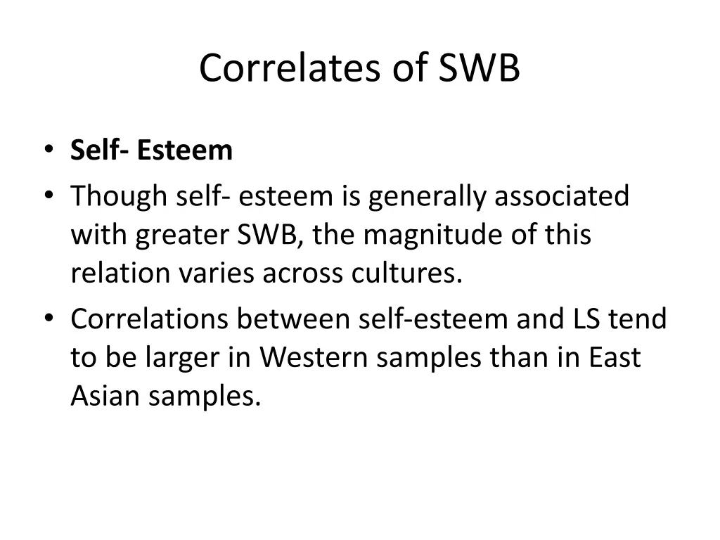 correlates of swb 1