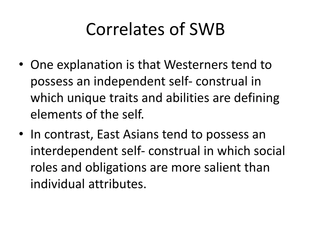 correlates of swb 2