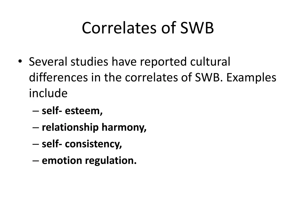 correlates of swb