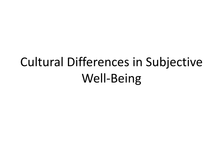 cultural differences in subjective well being