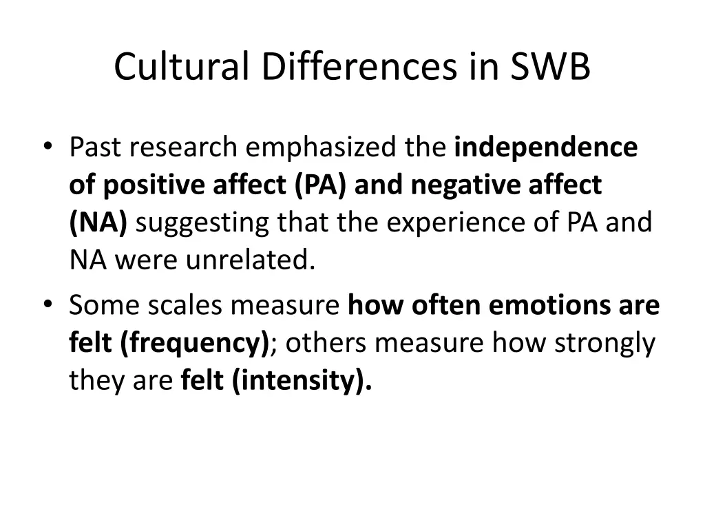 cultural differences in swb