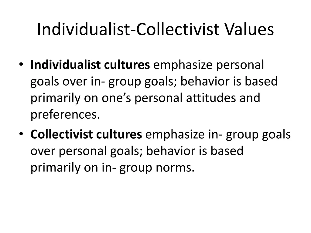 individualist collectivist values 1