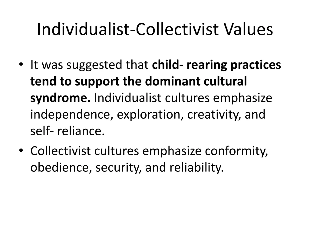 individualist collectivist values 2