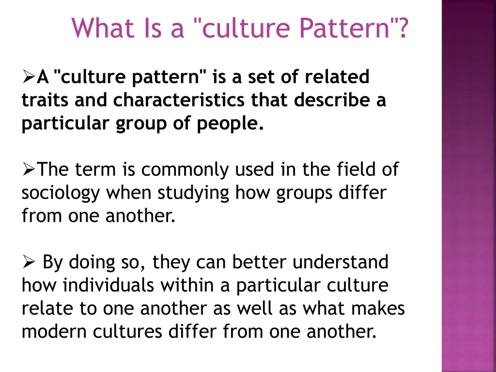 what is a culture pattern