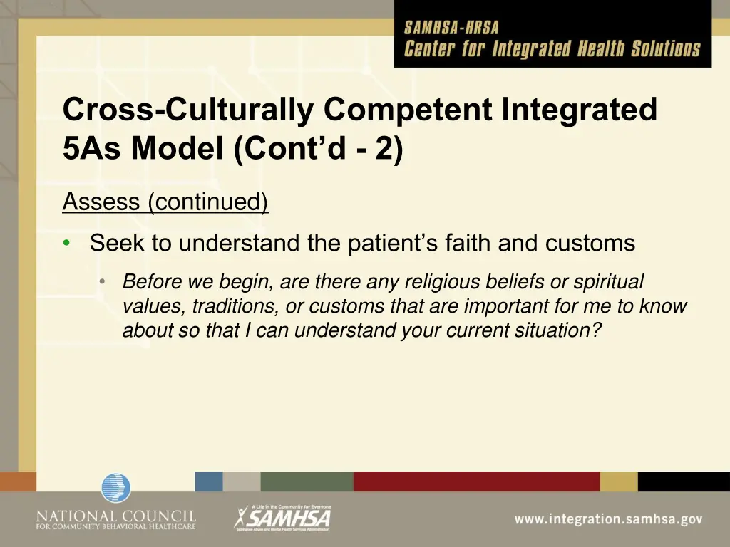 cross culturally competent integrated 5as model 1