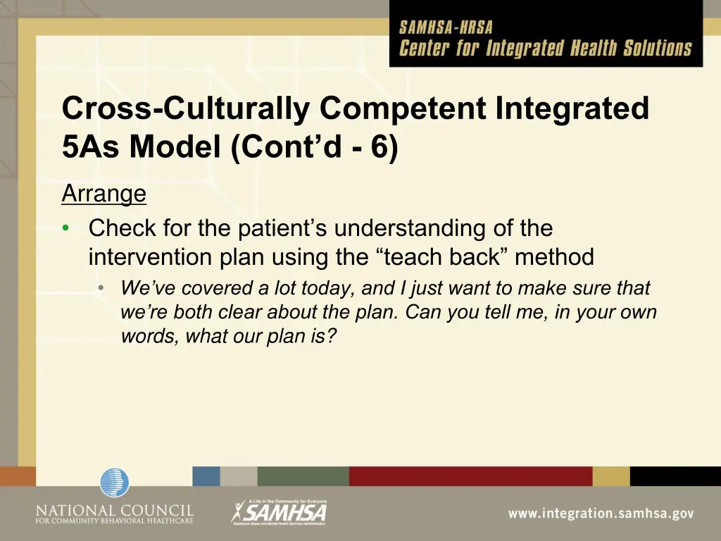 cross culturally competent integrated 5as model 6