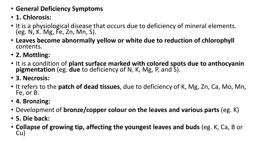 general deficiency symptoms 1 chlorosis