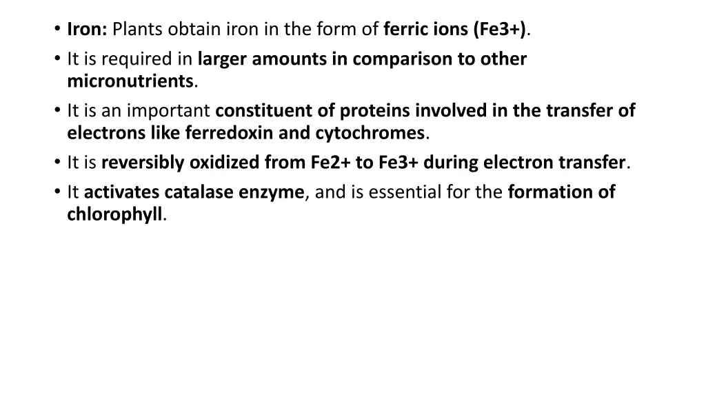 iron plants obtain iron in the form of ferric