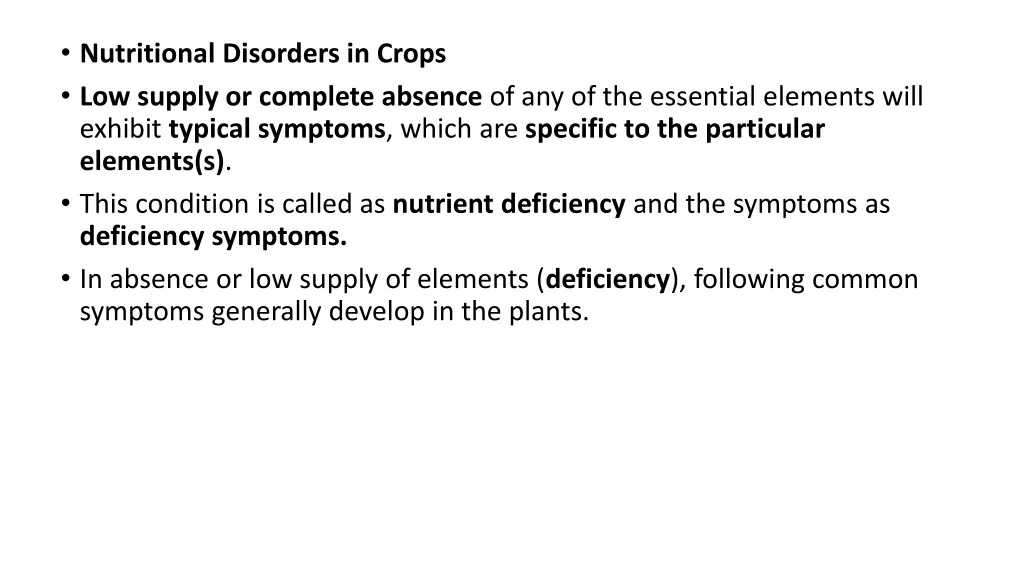 nutritional disorders in crops low supply