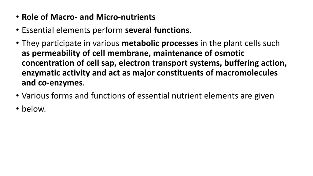 role of macro and micro nutrients essential