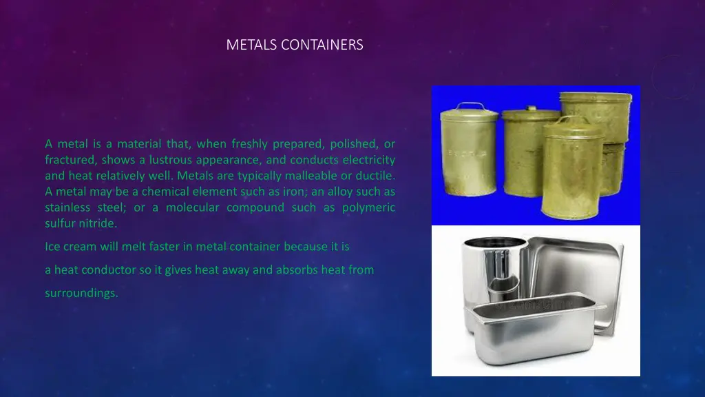 metals containers