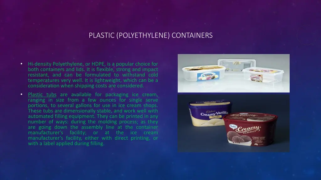 plastic polyethylene containers