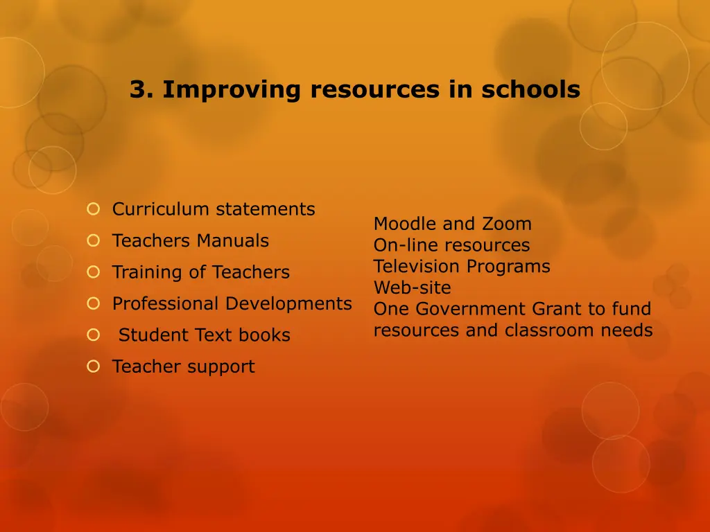 3 improving resources in schools