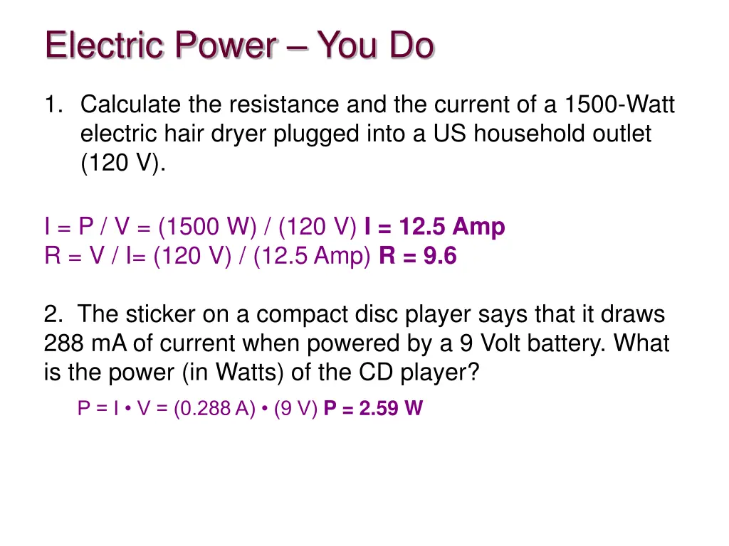 electric power you do 1