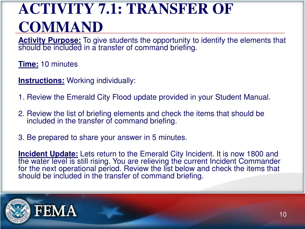 activity 7 1 transfer of command activity purpose