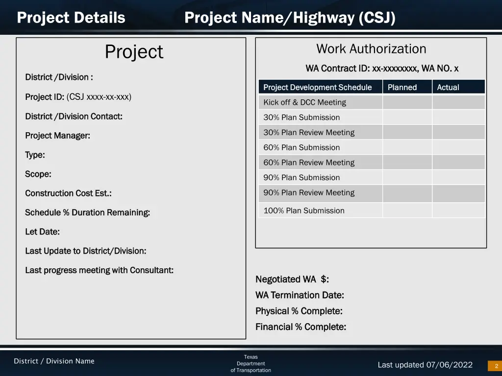 project details project name highway csj