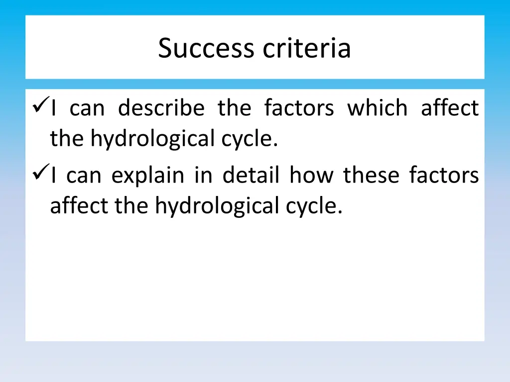 success criteria