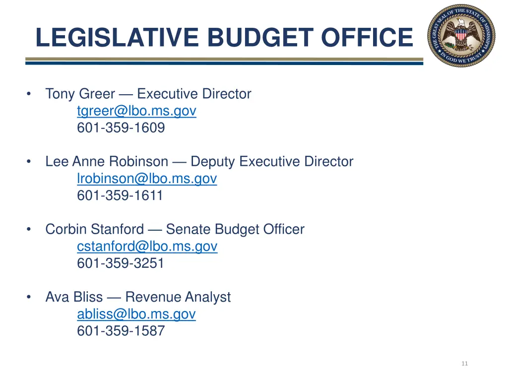 legislative budget office