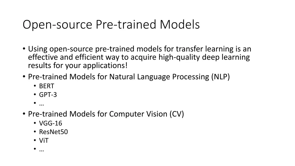 open source pre trained models