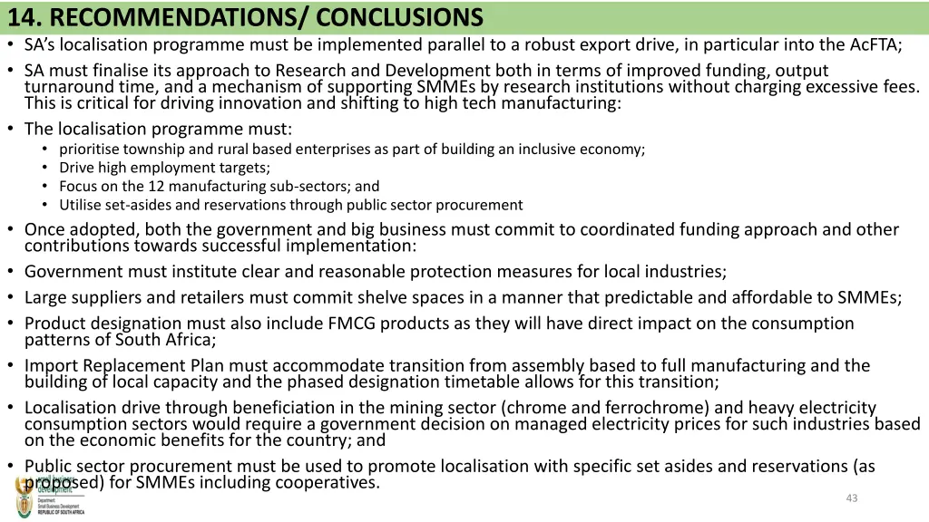 14 recommendations conclusions sa s localisation