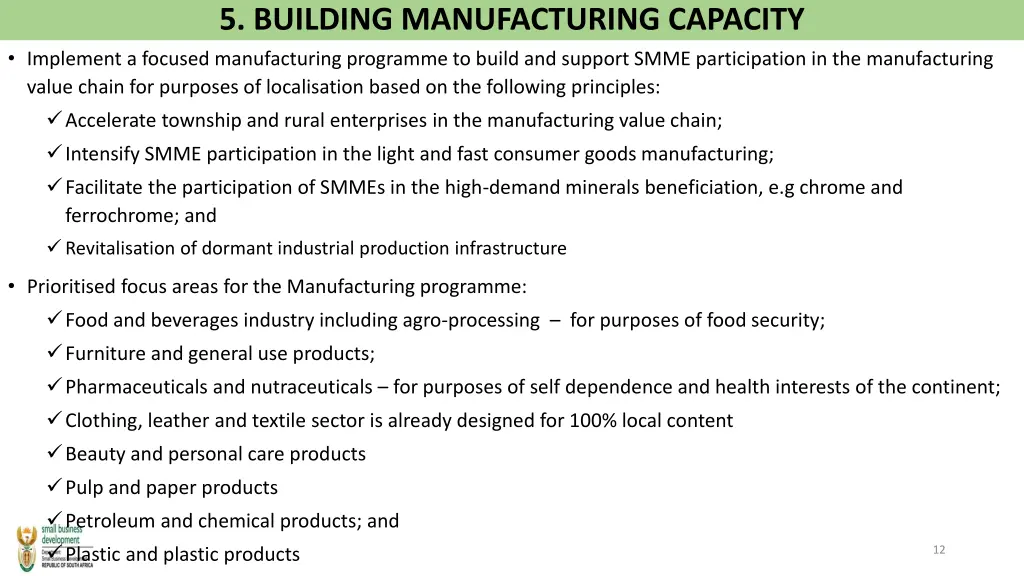 5 building manufacturing capacity implement