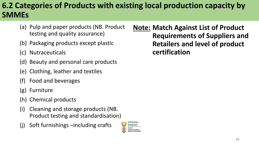 6 2 categories of products with existing local