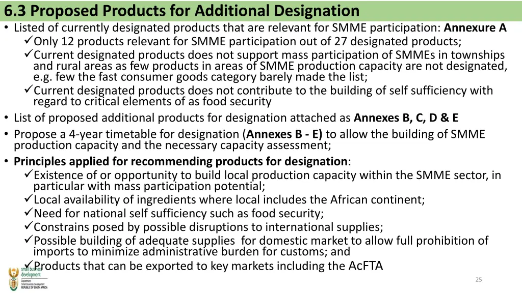 6 3 proposed products for additional designation