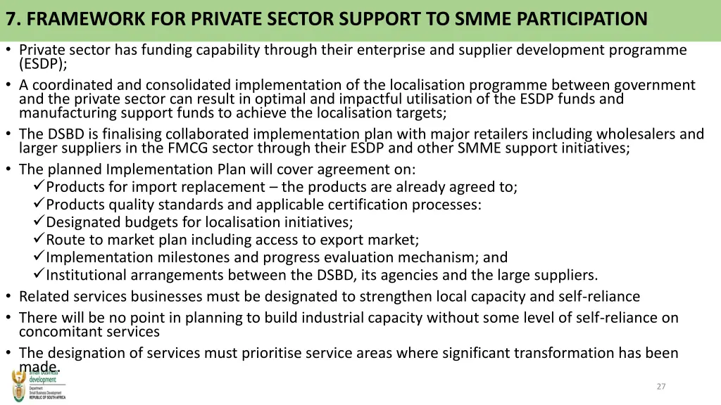 7 framework for private sector support to smme