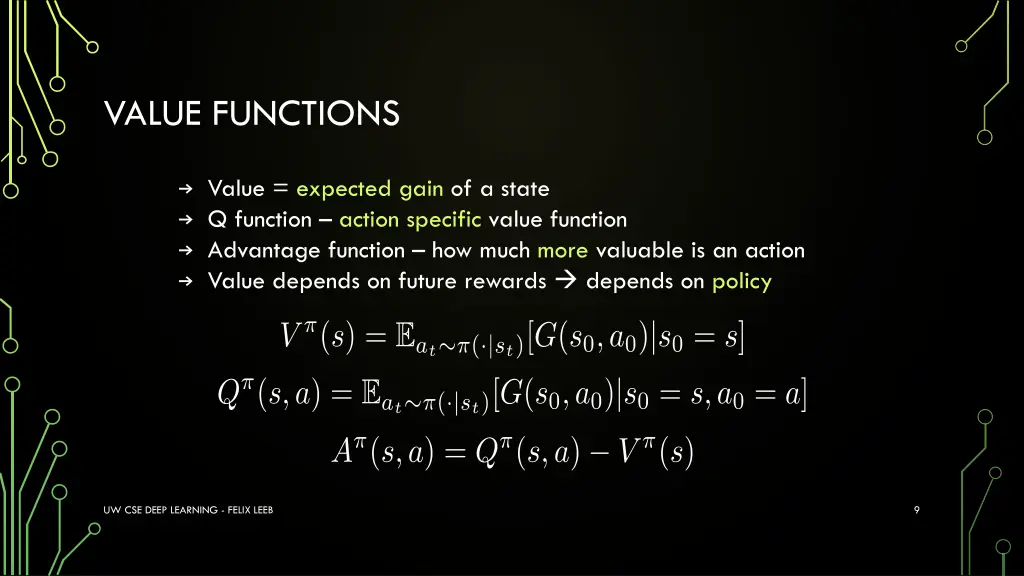 value functions