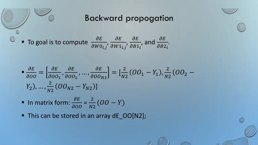 backward propogation