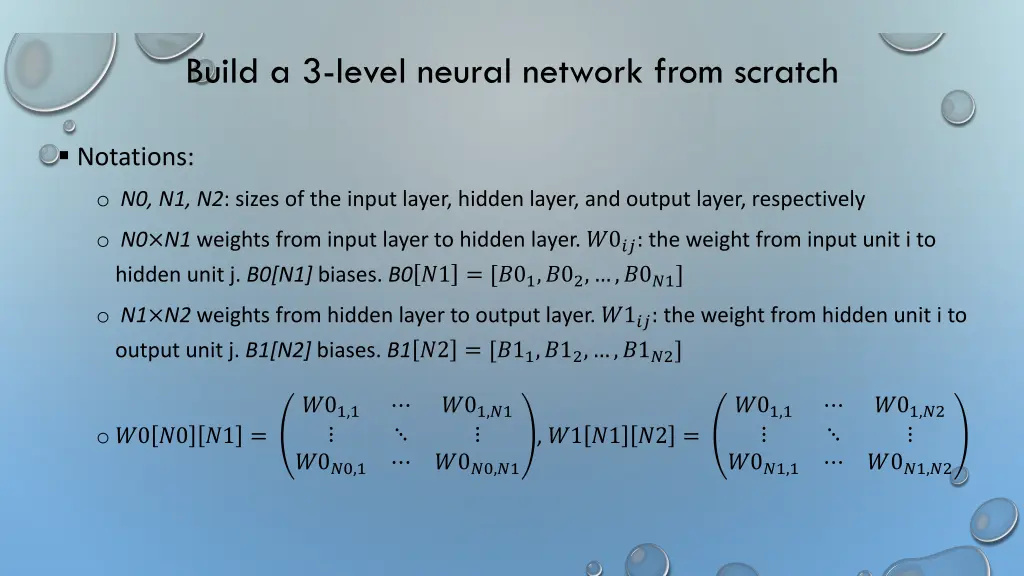 build a 3 level neural network from scratch 1