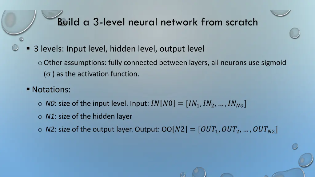 build a 3 level neural network from scratch