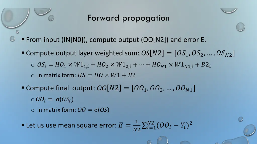 forward propogation