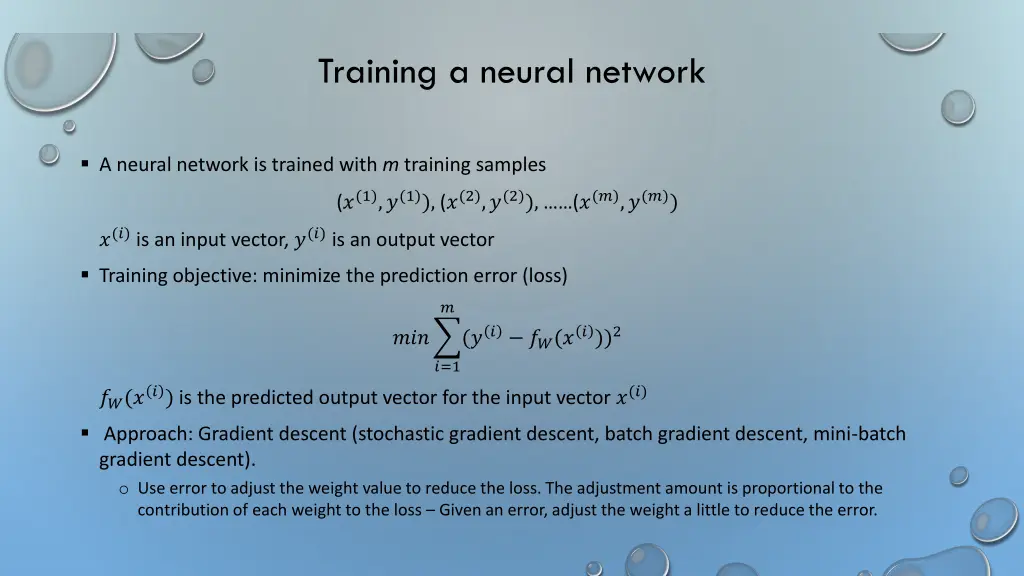 training a neural network