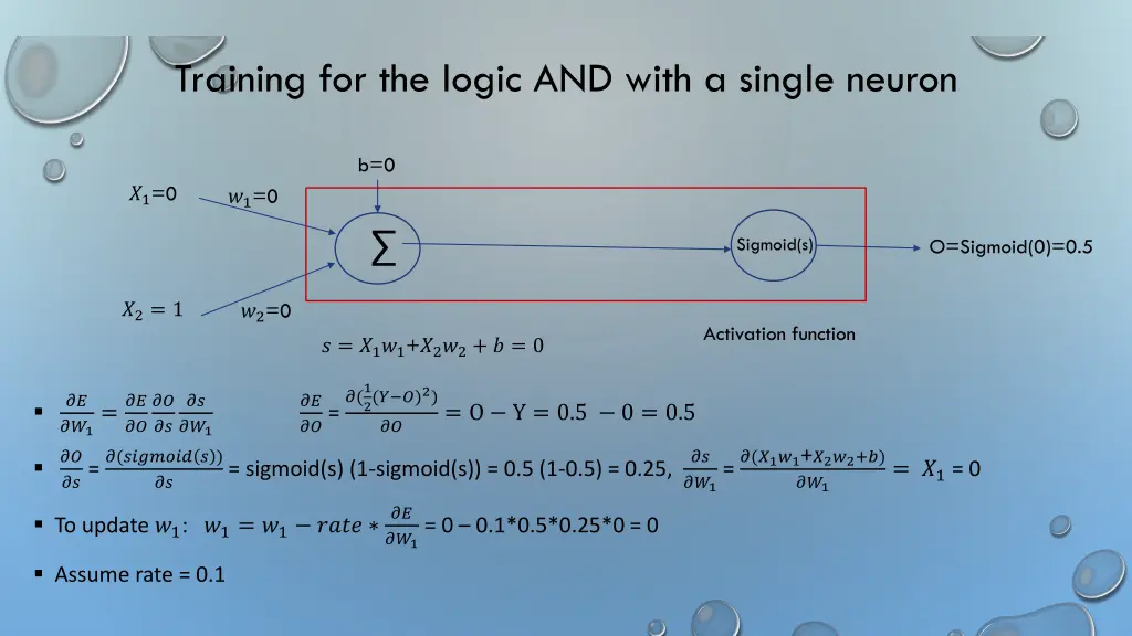 training for the logic and with a single neuron 2