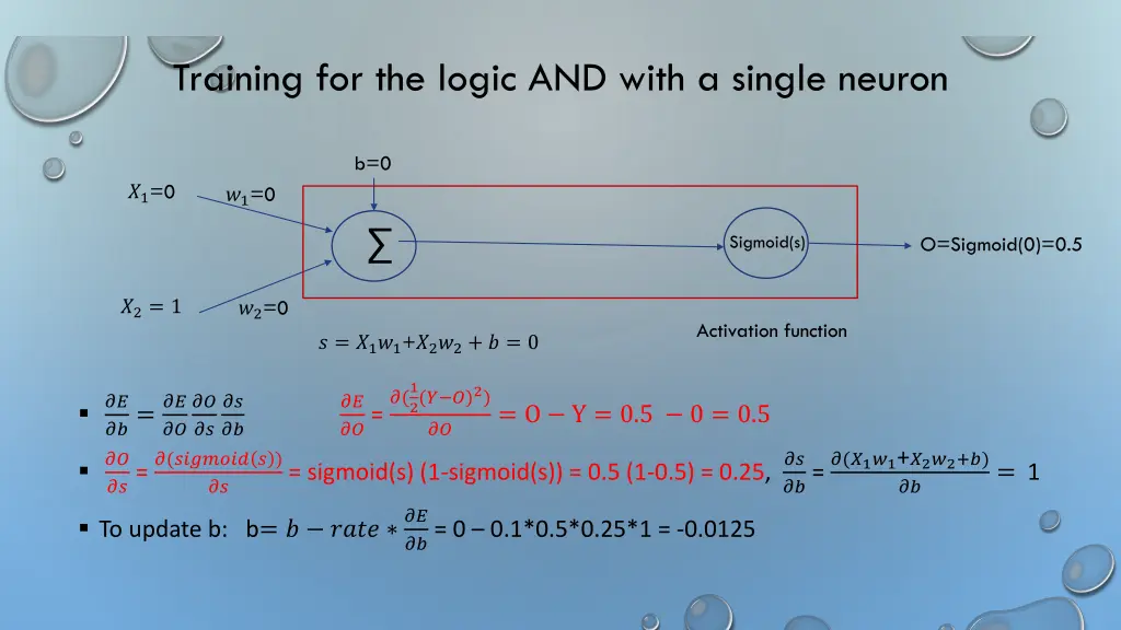 training for the logic and with a single neuron 4